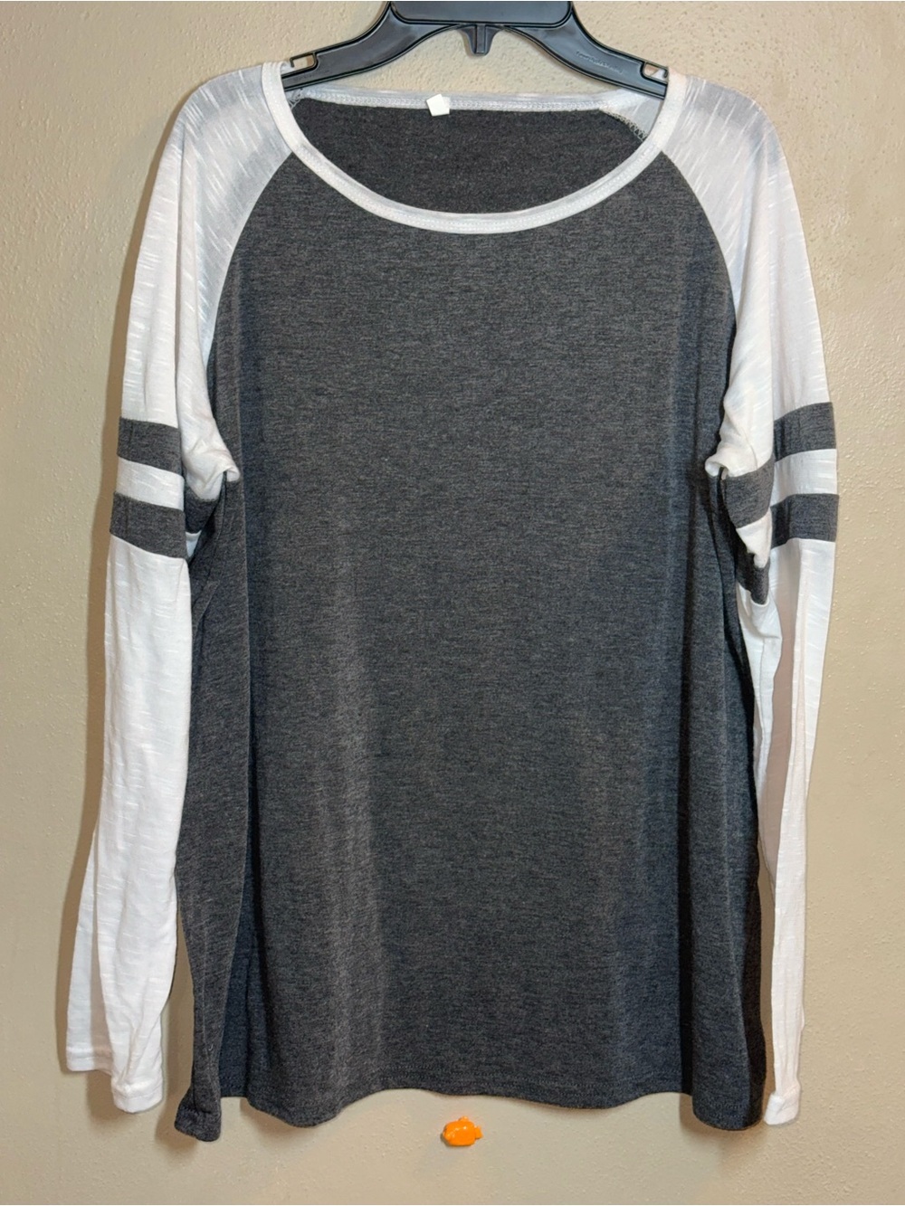 Charcoal & White Raglan Long Sleeve Tee Sz 3X